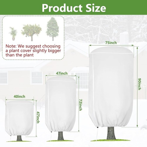 Outdoor Plant Covers Frost Protection Winter Insulation W/ Zipper Drawstring New - Picture 11 of 36