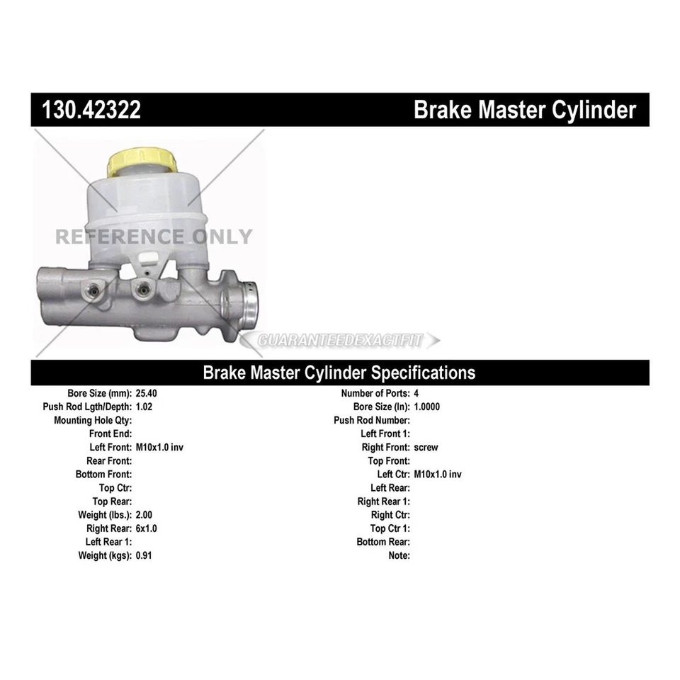 适用于日产 Frontier 1998 1999 2000 2001 2002 Centric Brake Master 气缸 CSW — 第 3/3 张图片
