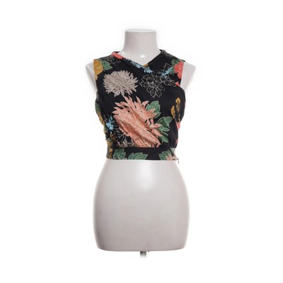 Zara Basic, Crop Top, Größe: XS, Schwarz/Mehrfarbig, Baumwolle, Blumen #4cK