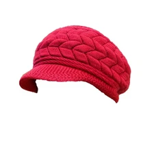 Knit Hat Winter Brim Beanie Hats Women Slouchy Beanie Cap Visor Warm Newsboy