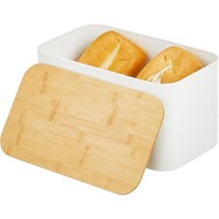 Mdesign Brotbox Brotkasten Brotkorb Brotaufbewahrung Deckel Metall Bambus Weiß