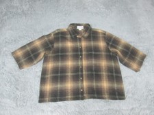 VTG Gotcha Covered Shirt Womens XL Brown 3/4 Sleeve Button Down Flannel USA Made