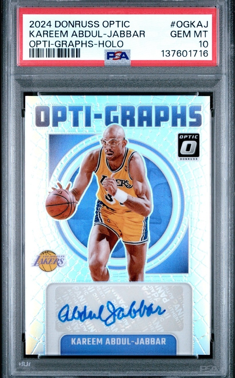 Kareem Abdul Jabbar 2024 Optic PSA 10 Optigraphs Holo Auto /35 Gem Mint HOF