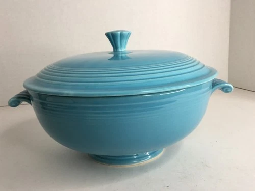Vintage Turquoise Fiestaware Covered Casserole with lid - beautiful!