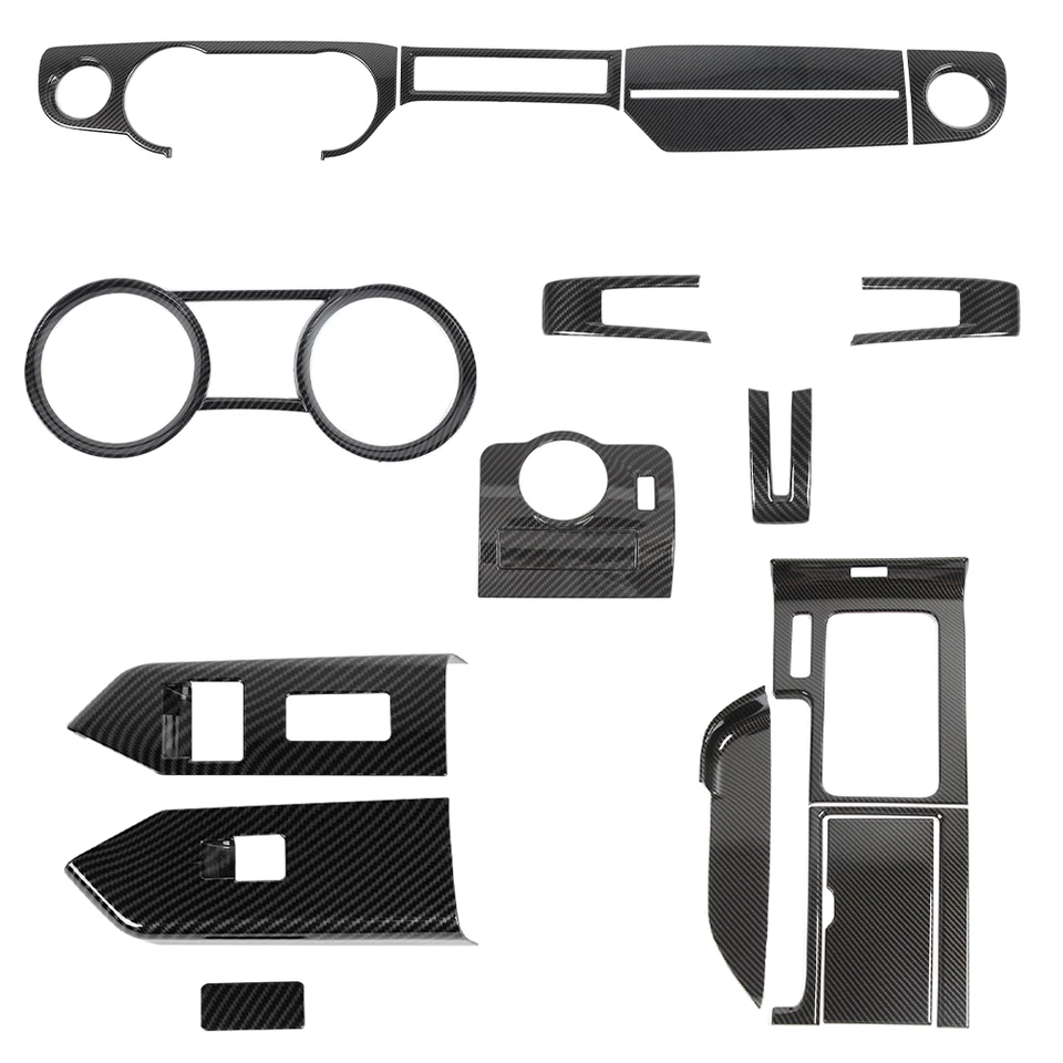 17x Carbon Fiber Center Console Full Decor Trims Kit For Ford Mustang 2010-2013 Foto 3 de 4