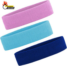 3 Pack Men  Women Sweatband Headband Terry Cloth Moisture Wicking for Sports Te