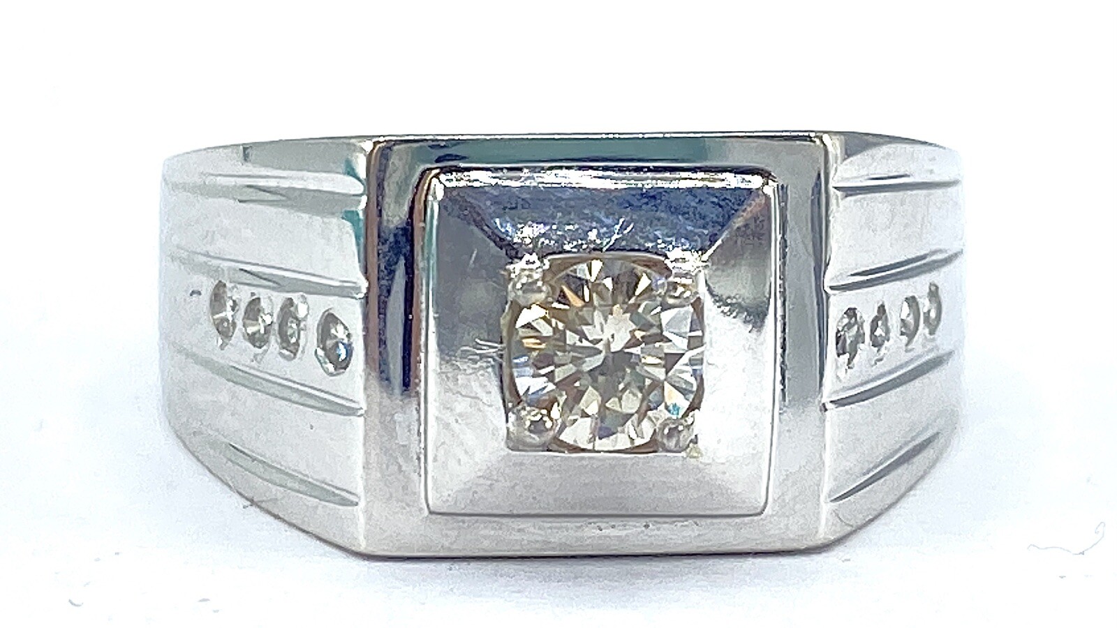.35 ct NATURAL DIAMOND mens solitaire pinky ring 14k white gold eBay
