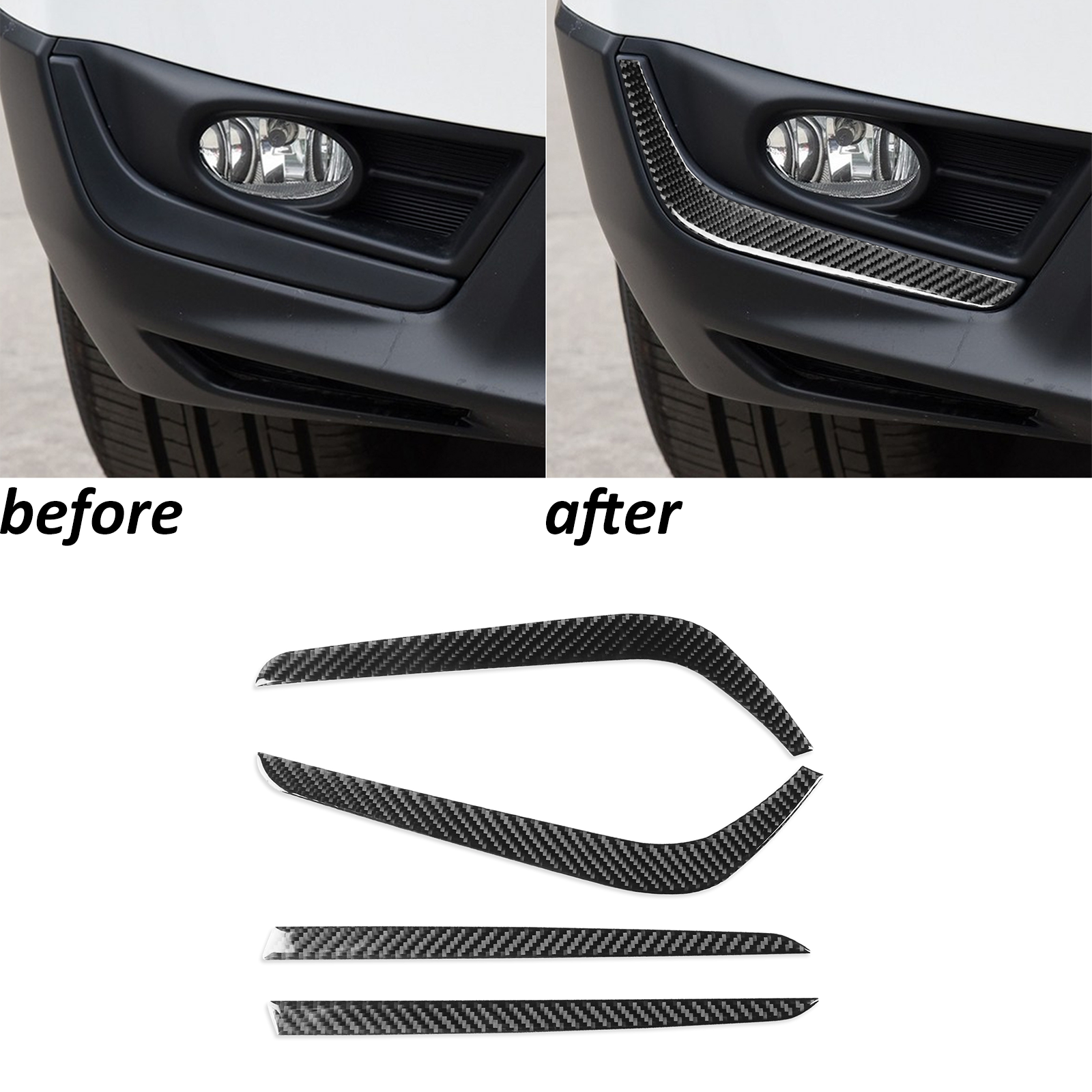 4Pcs Real Carbon Fiber Car Exterior Bumper Panel Trim For Honda CRV CR-V 2017-21