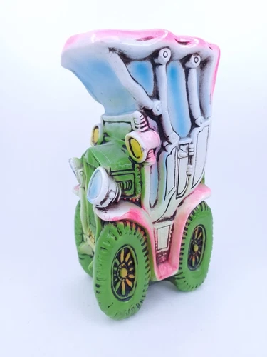 Car Money Bank Vintage Comical 1970s 1980s Ceramic Large 27cm Neon