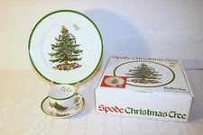 SPODE CHRISTMAS TREE S3324 England WHITE 3 Pc Buffet Set Cup Saucer Dinner Plate