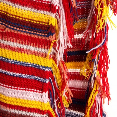ブラック38 66915 auth CHLOE red & mulitcolor cashmere blend STRIPED FRINGE