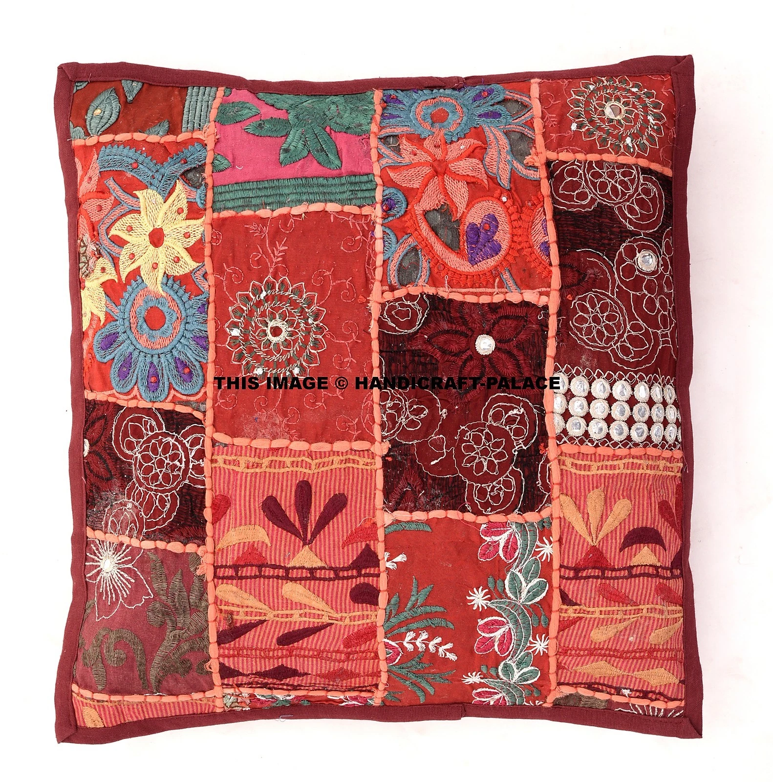 Indian Hand Embroidered Cushion Cover Tapestry Patchwork Throw Pillow Case Decor