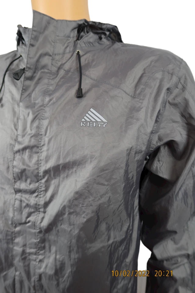 Chaqueta cortavientos gris con logotipo de Kelty talla S senderismo mochilero camping Foto 3 de 4
