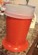 Vintage Tupperware Childs Kids Sippy Cup Orange 1318 Flower Sun W Lid 70s