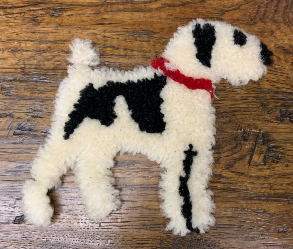Vintage WOOL WIRE FOX TERRIER Poodle Skirt Applique Patch Asta Dog Jack Russell