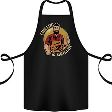 Chillin & Grillin Tablier En Coton Amusant Pour BBQ Bière Camping 100% Bio