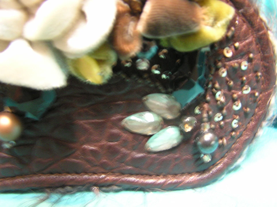 Mary Frances $298 evening occasion jeweled bag purse clutch Brown/olive/Ivory - Image 4 of 4