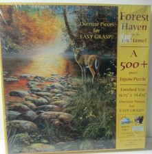 SunsOut 500 Pc Puzzle Forest Haven New Sealed Landscape Woods Deer