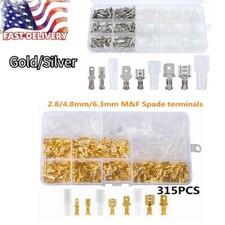 315X Gold/Silver Spade Terminals Kit Electrical Wire Crimp Connector Male Female