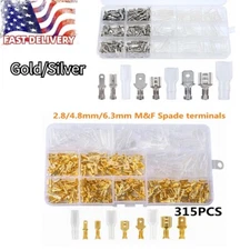 315X Gold/Silver Spade Terminals Kit Electrical Wire Crimp Connector Male Female