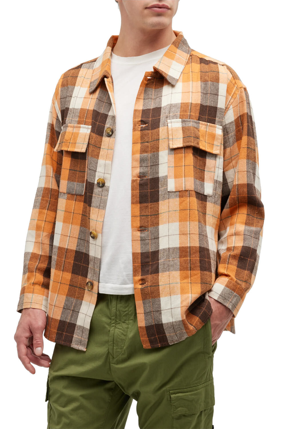 Мужская рубашка Nana Judy Lennox в клетку на пуговицах большого размера оранжево-синего цвета - NWT