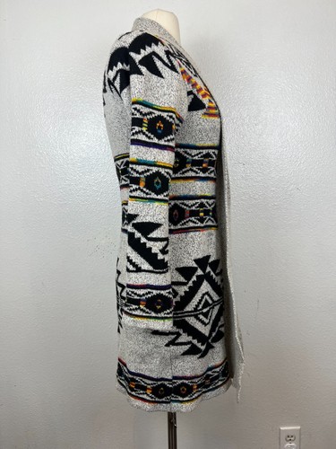Northern Angel Women Sweater Gray Aztec Southwestern Cardigan Open Front M - Picture 6 of 8