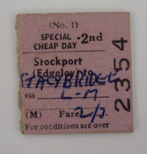 BR Railway Ticket Stub Special Cheap Day 2nd Cl Stockport Edgeley To Stalybridge