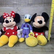 Disney Plush Lot of 3 Minnie Mouse, Donald Duck, Mickey Mouse Stuffed Toys