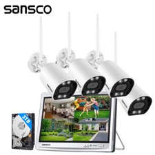 3MP HD  Home Wireless CCTV Security Camera Systems 12" Monitor 8CH NVR Audio 3TB