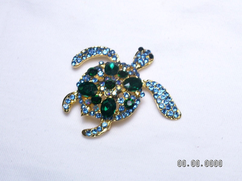 Ton Doré, Cristaux Mer Tortue Broche - Photo 4 sur 7