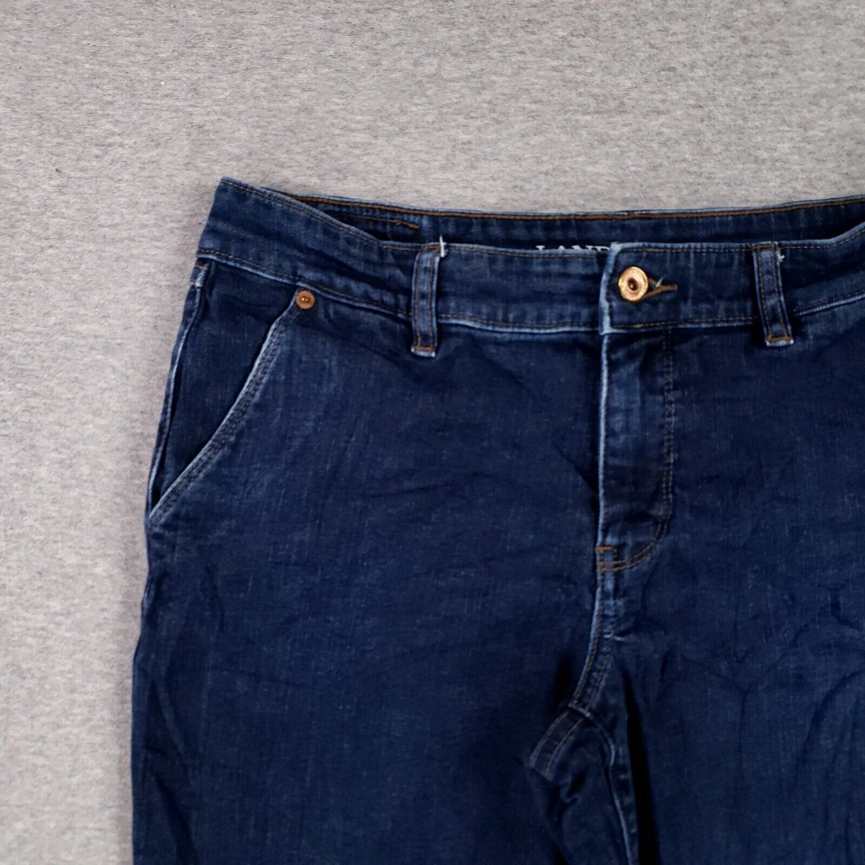 Pantalón de tiro medio Lands' End talla 8 Jean calidad denim pesado lavado oscuro Foto 2 de 4