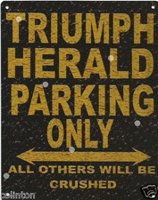TRIUMPH HERALD rustic metal wall sign car shed garage workshop pub bar shop art