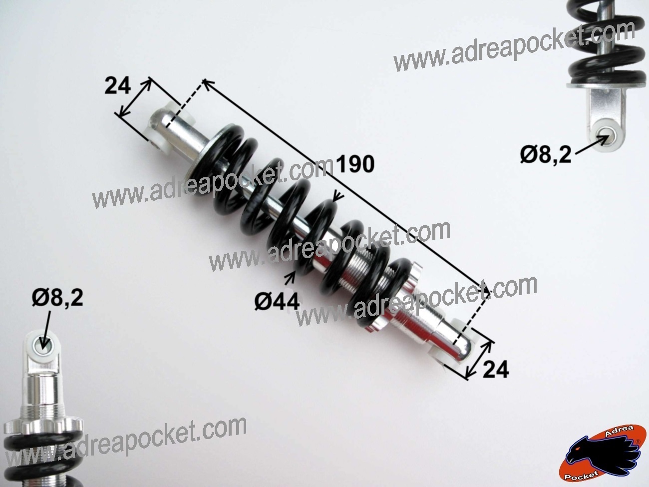 Amortisseur arrière 6S 190mm réglable pour réparer la suspension de trottinette