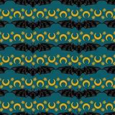 Free Spirit - Storybook Halloween Stripe - Turquoise - Cotton Fabric by the Yard