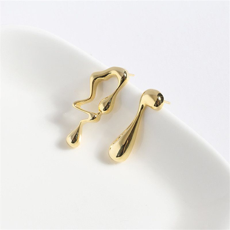 Asymmetrical Punk Stud Earrings in Platinum and Gold Tone  -image
