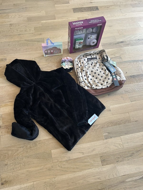 Back To School Girl Lot  XL 16 Fleece Fuji Instax Camera Backpack Hair And Nails