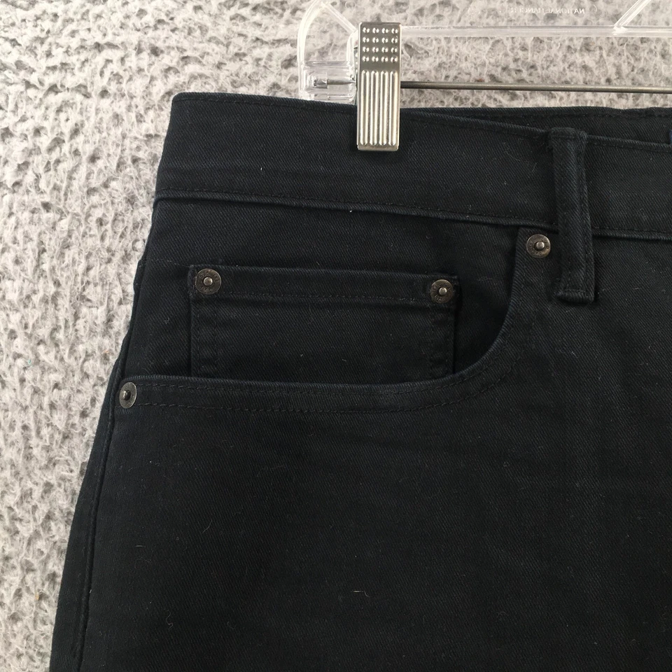 GAP Straight Leg Jeans Mens 36x32 Black Denim Slim Soft Wear Mid Rise Zip Fly - Image 3 of 4