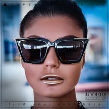 Womens Square Gothic Geometric Cat Eye Plastic Fashion Sunglasses