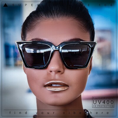 Womens Square Gothic Geometric Cat Eye Plastic Fashion Sunglasses