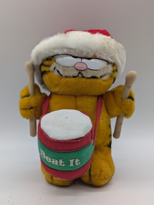 Garfield Weihnachten Schlagzeuger Stofftier Cartoon Katze Jim Davis Dakin 1981 Vintage 