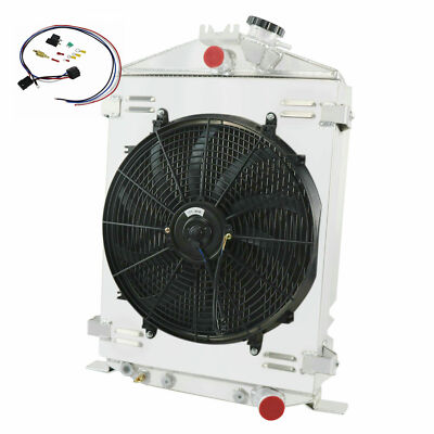 3 Row Aluminum Radiator+Shroud Fan for 1932 FORD Hi Boy Street Rod Rat Rod.#