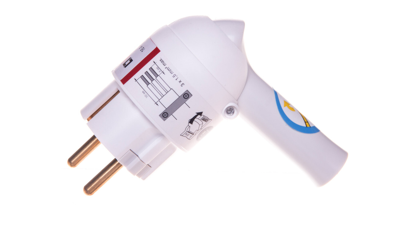 HELMO Portable angled plug with lever 2P + Z 16A white 50175 /T2UK