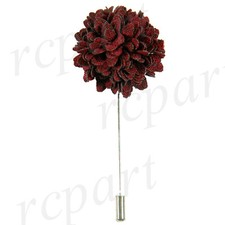 New in box Men Suit chest brooch Burgundy fabric flower lapel pin formal wedding