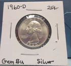 1960-D Washington QUARTER 25 Cent 90% Silver / Gem Coin