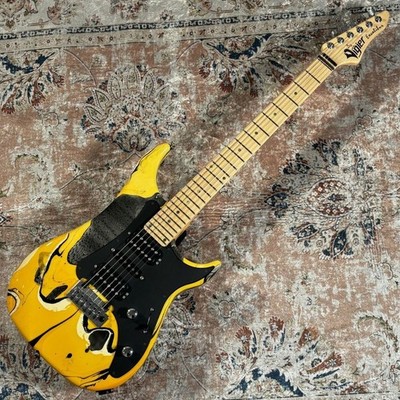 Vigier Excalibur Supra HSH Rock Art Design Yellow Black Made in France E.Guitar