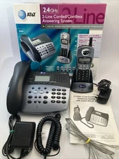AT&T 2.4GHZ 2 Line Corded/Cordless Digital Hopping Answering System TESTED WORKS