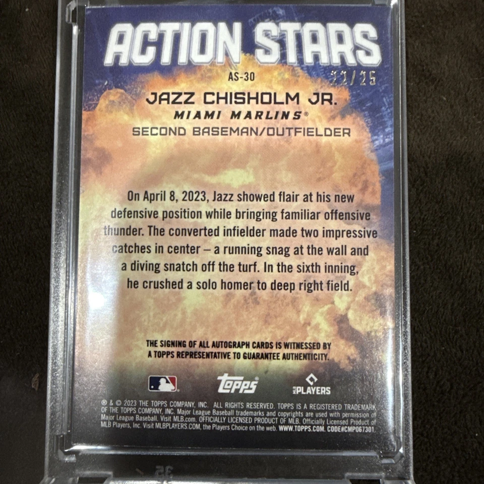 2023 Topps Chrome Action Stars Jazz Chisholm Jr Auto NY Yankee  AS-30 JC 22/25 - Image 2 of 3