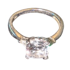 VTG 925 Sterling Silver Stamped Cubic Zirconia Princess Cut Solitaire Ring Sz 11