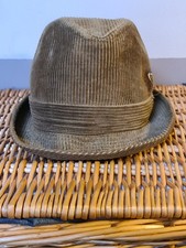 Vintage Dunn & Co Corduroy Fedora Hat - British Classic with Feather Pin!