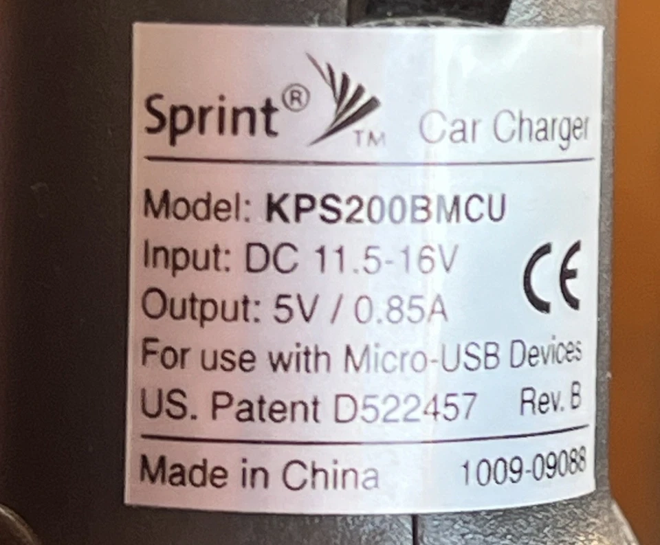 L@@K!  Sprint branded Micro USB Car Charger model KPS200BMCU - Image 2 of 2